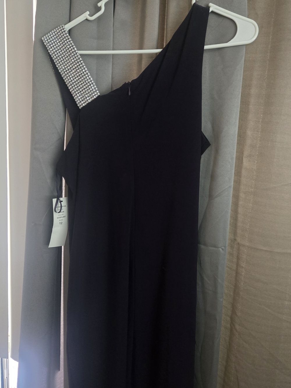 Scarlett Black One-Shoulder Dress with Rhinestone Strap